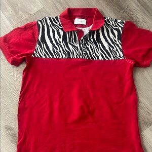 Red Zebra Print Men Polo Shirt